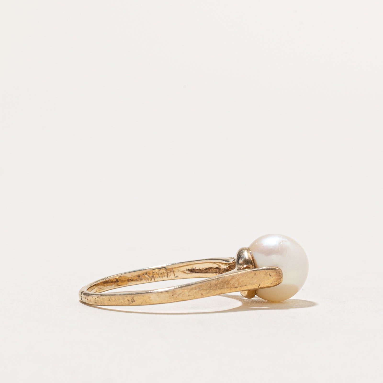 Solitaire Pearl Ring for Women - 14K Gold Plated, Size 5.5 - Elegant Wedding, Engagement & Anniversary Jewelry Gift