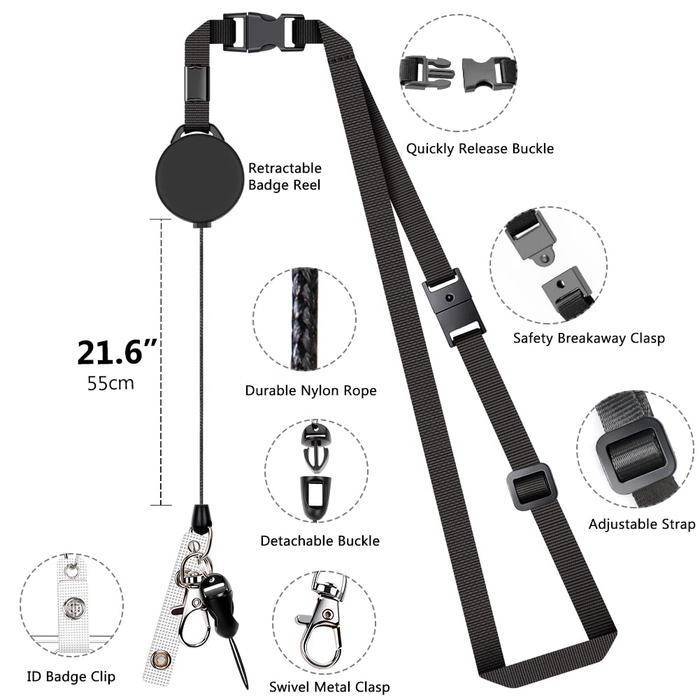 Retractable Lanyard with Breakaway Clasp - Office & School ID Holder