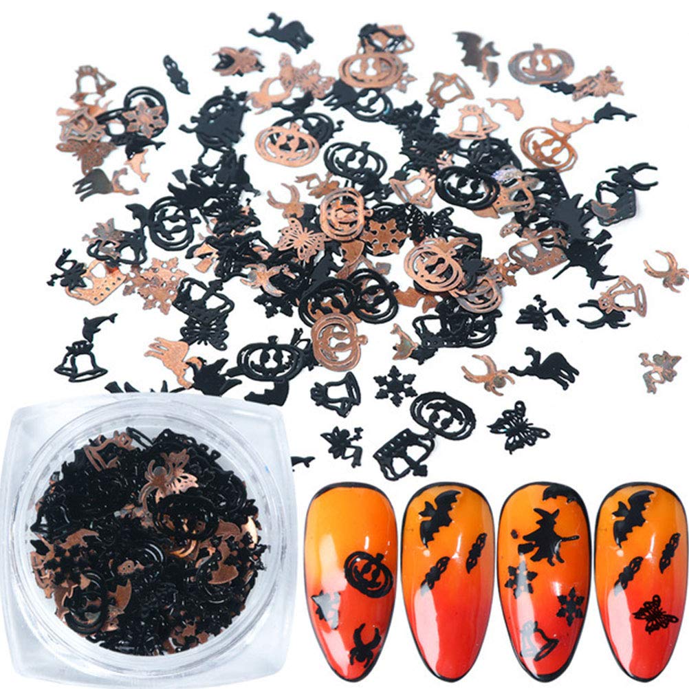360pcs Halloween Nail Stickers - Witch Gem Nail Decals with Black Sequin Diamonds & Rivets for Nail Art | Perfect for Halloween Parties, Costume Nails & DIY Nail Decoration