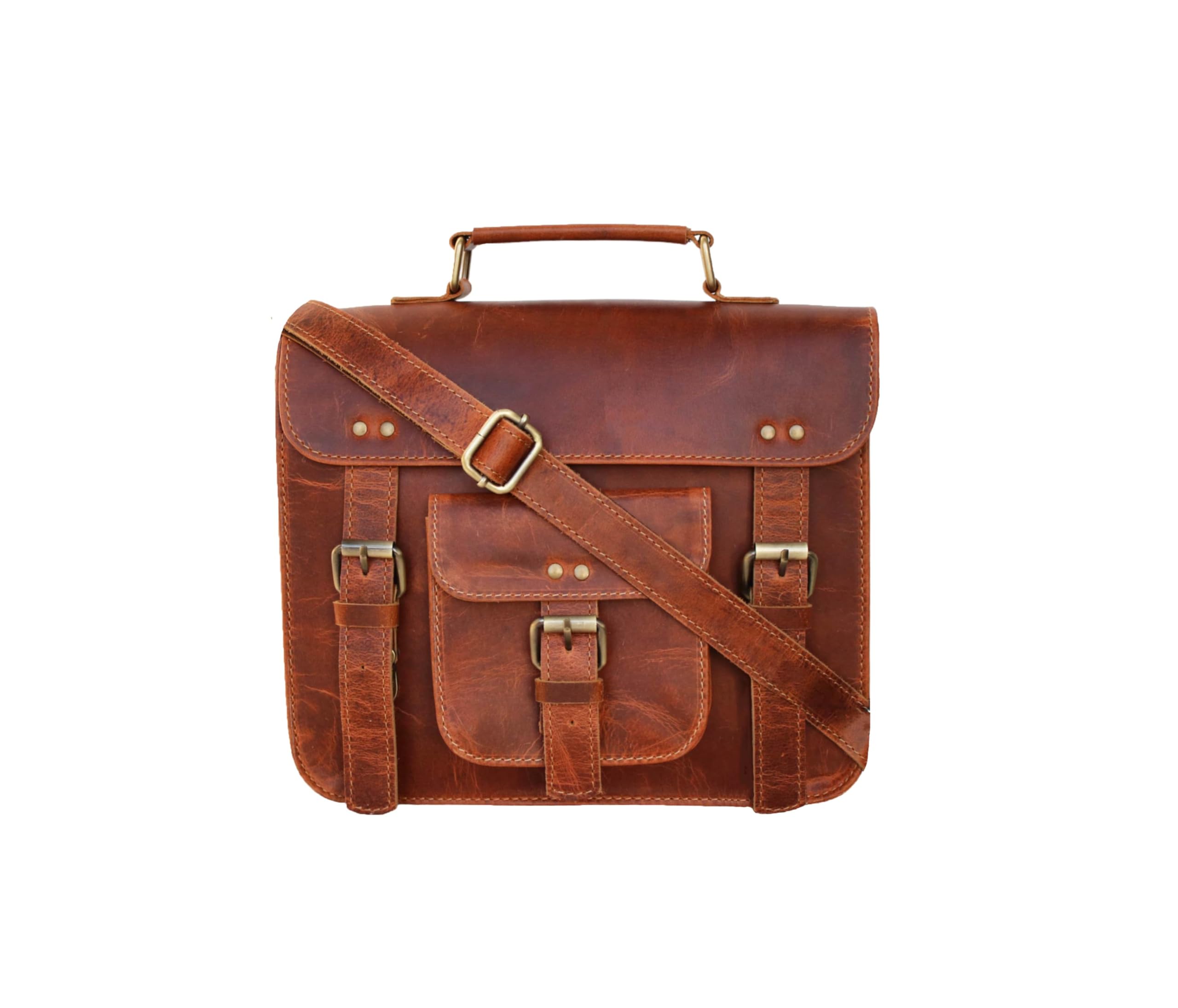 Vintage Leather Messenger Bag for Men - Crossbody Shoulder Satchel with iPad & Tablet Compartment | Perfect for Work, Travel & Daily Commute