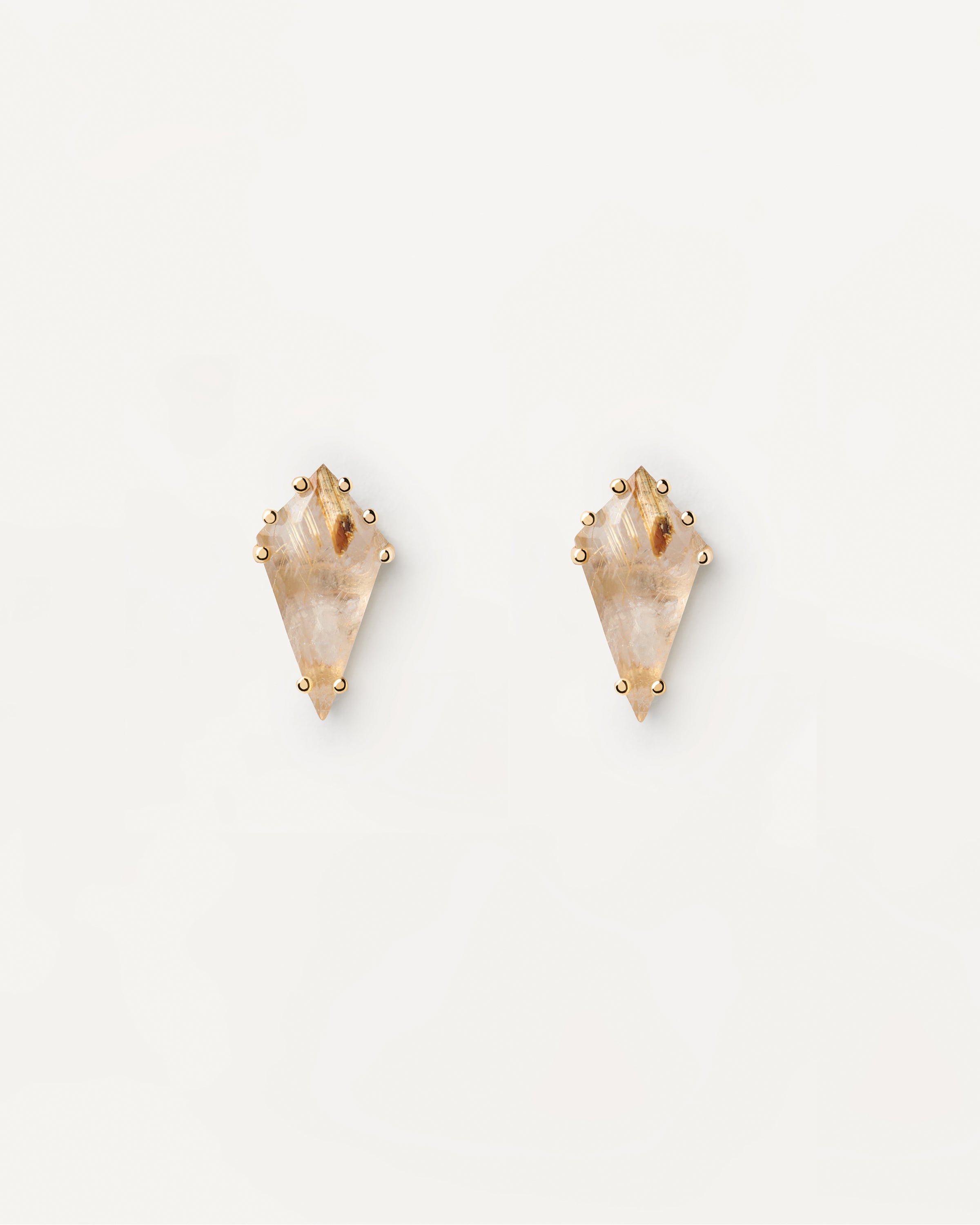 Akiro Rutilated Quartz Single Earring - Elegant Gold-Plated Dangle Earrings for Women, Boho Chic Jewelry Gift - Perfect for Parties, Weddings & Everyday Wear