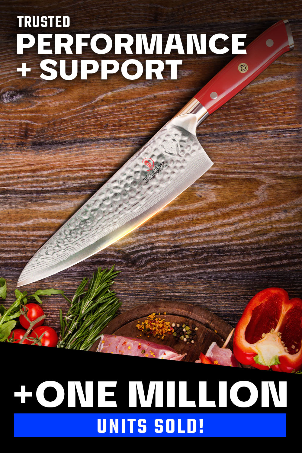 Premium 8-Inch Chef's Knife - Crimson Red Ergonomic Handle - Shogun Series X by Dalstrong - Professional Kitchen Knife for Slicing, Dicing & Chopping Vegetables, Meat & Fish