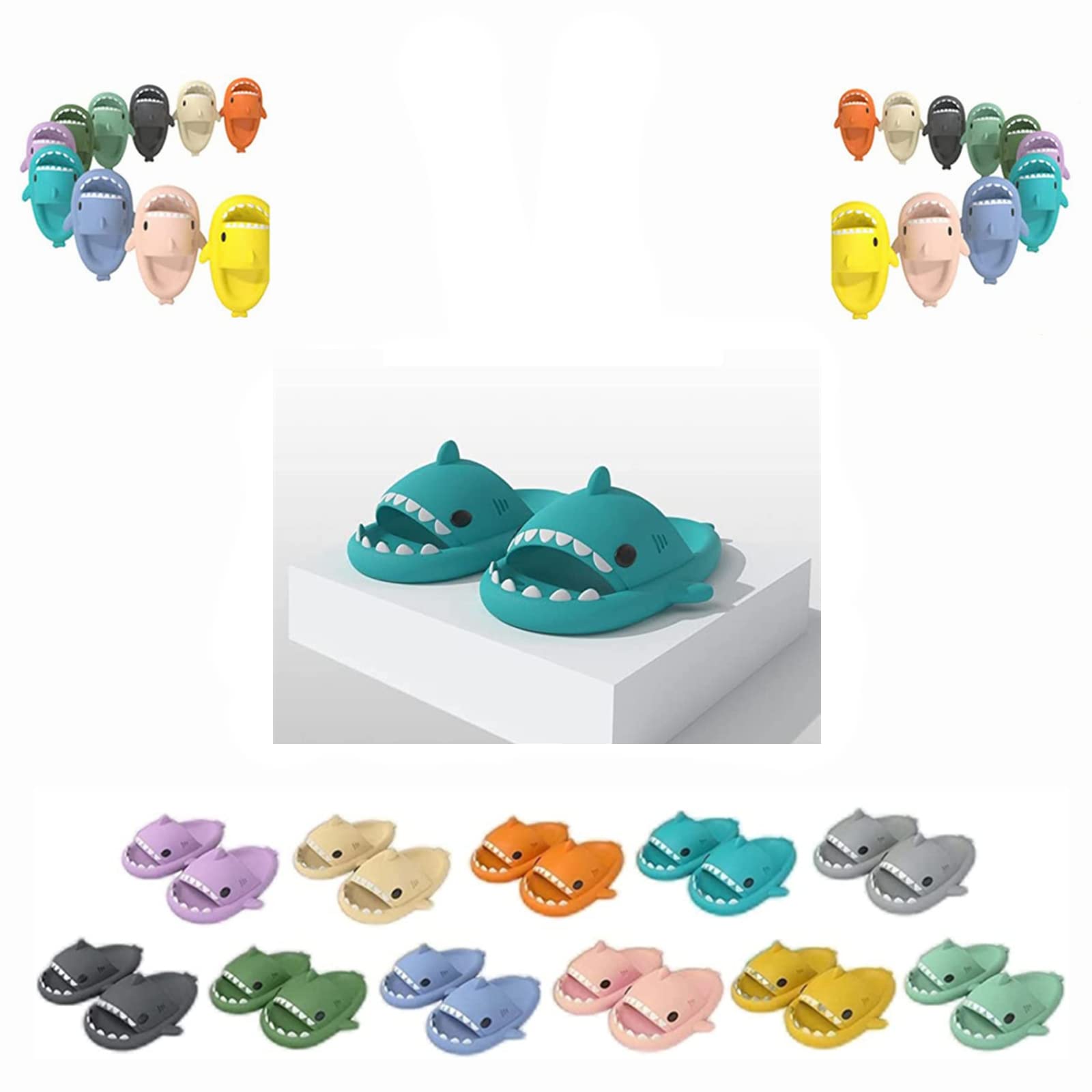 **Cute Shark Slippers for Women & Men - Unisex Open-Toe Slides with Lightweight Sole, Anti-Slip Shower Sandals - Perfect for Summer, Home, Beach, and Poolside Relaxation**