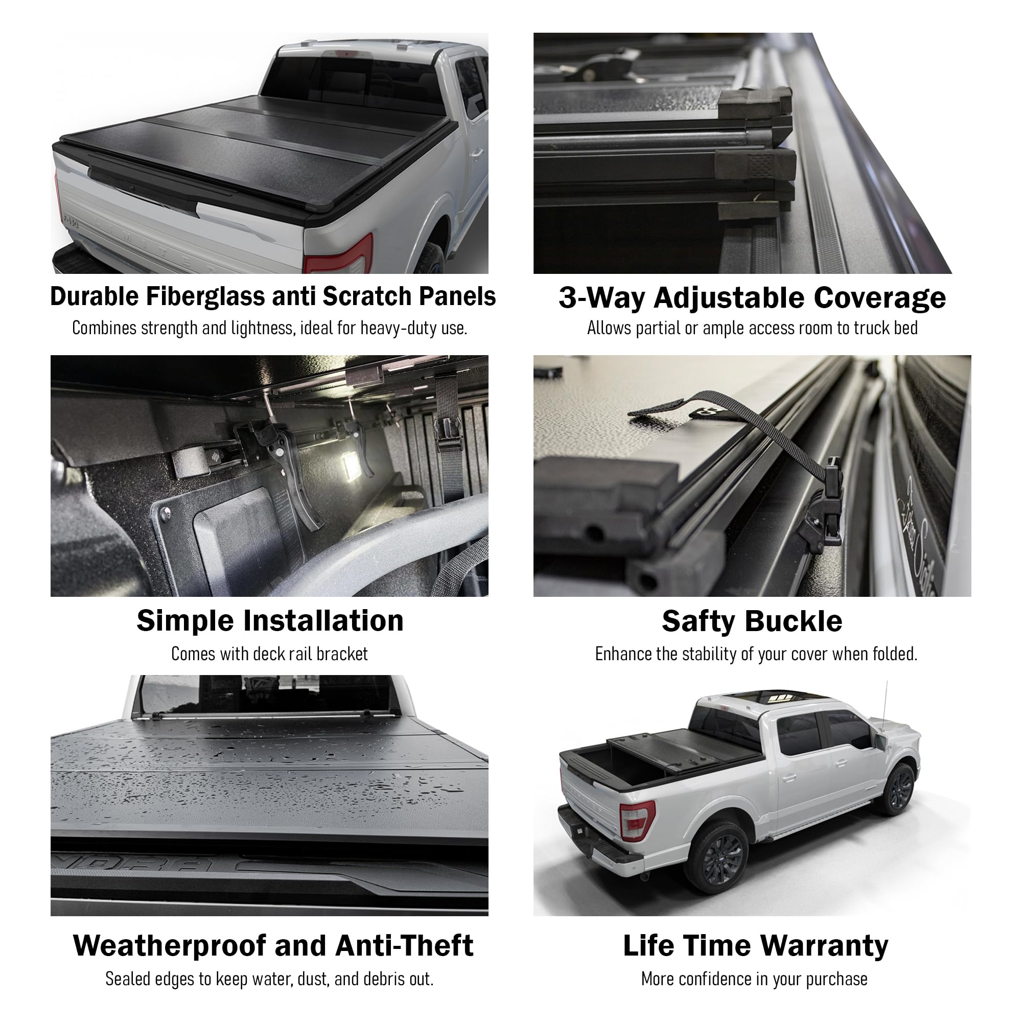 Hard Folding Truck Bed Tonneau Cover for 2005-2025 Nissan Frontier 5ft Bed (60