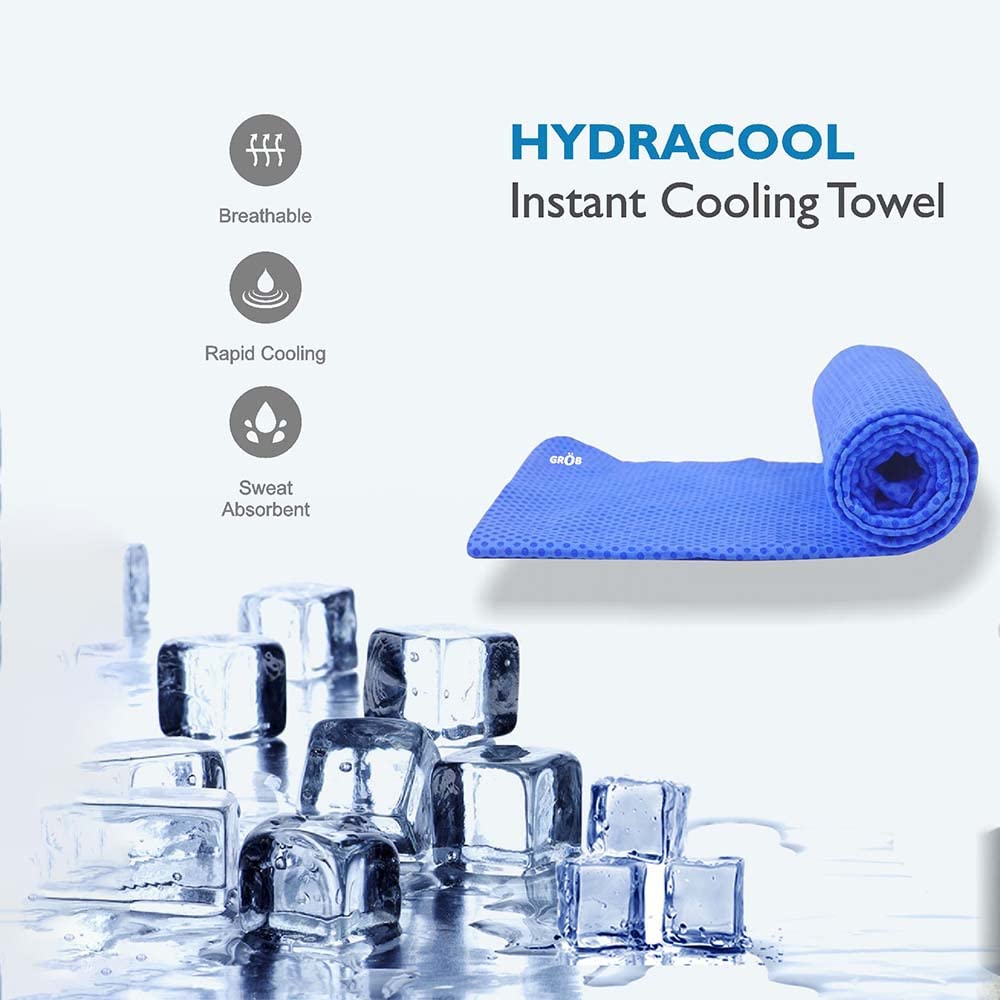 GROB Cooling Towel (Pack of 2) - Premium Sweat Absorbent & Anti-Microbial Sports Towel for Fitness, Workout, Yoga, Gym, Cycling & Running | Stay Cool During Outdoor Activities, Sports & Hot Weather