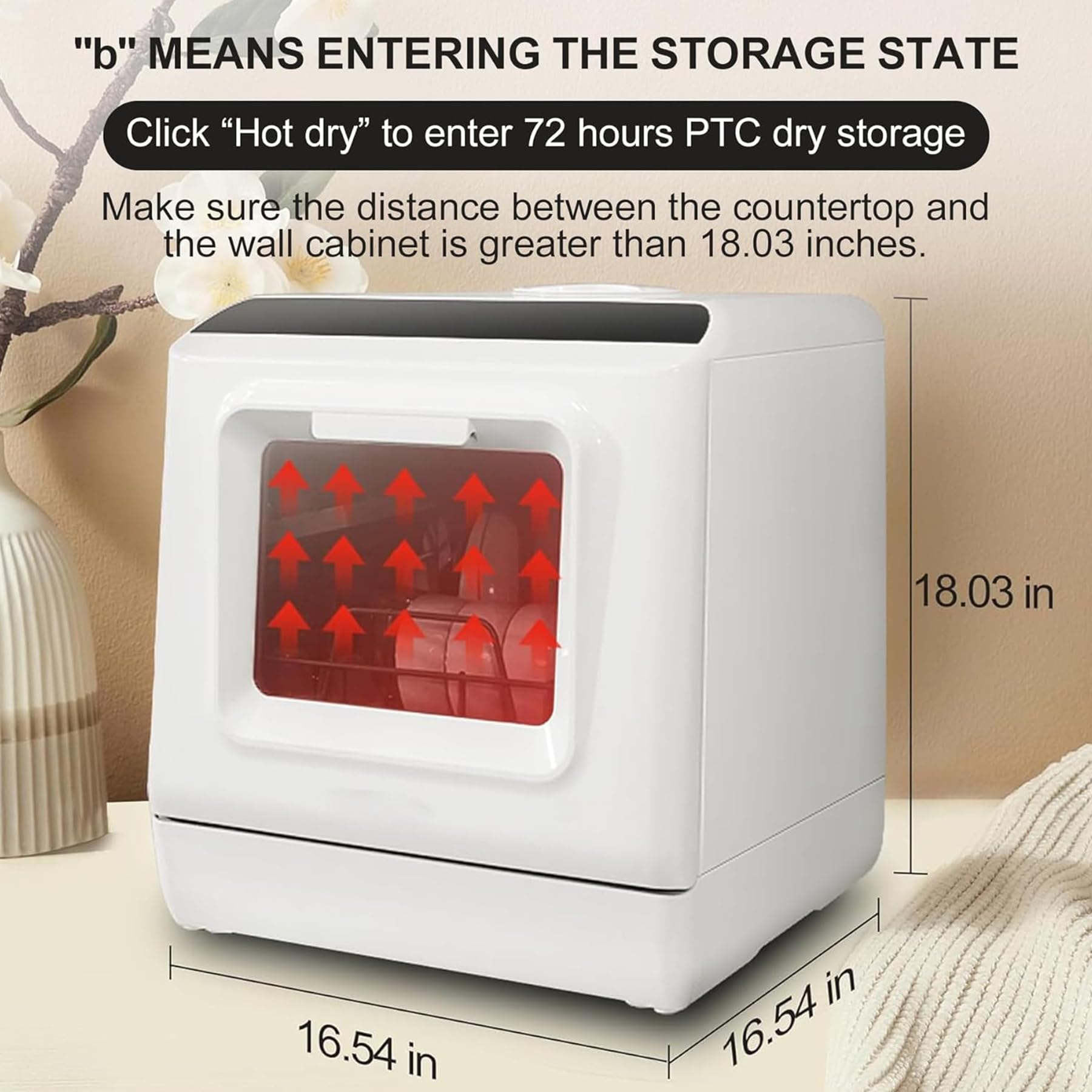 Portable Countertop Dishwasher with Built-in Water Tank - Compact Mini Dishwasher with 5 Wash Programs, 360° Dual Spray System & Air Drying Function - Perfect for Apartments, RVs, Dorms and Small Kitchens