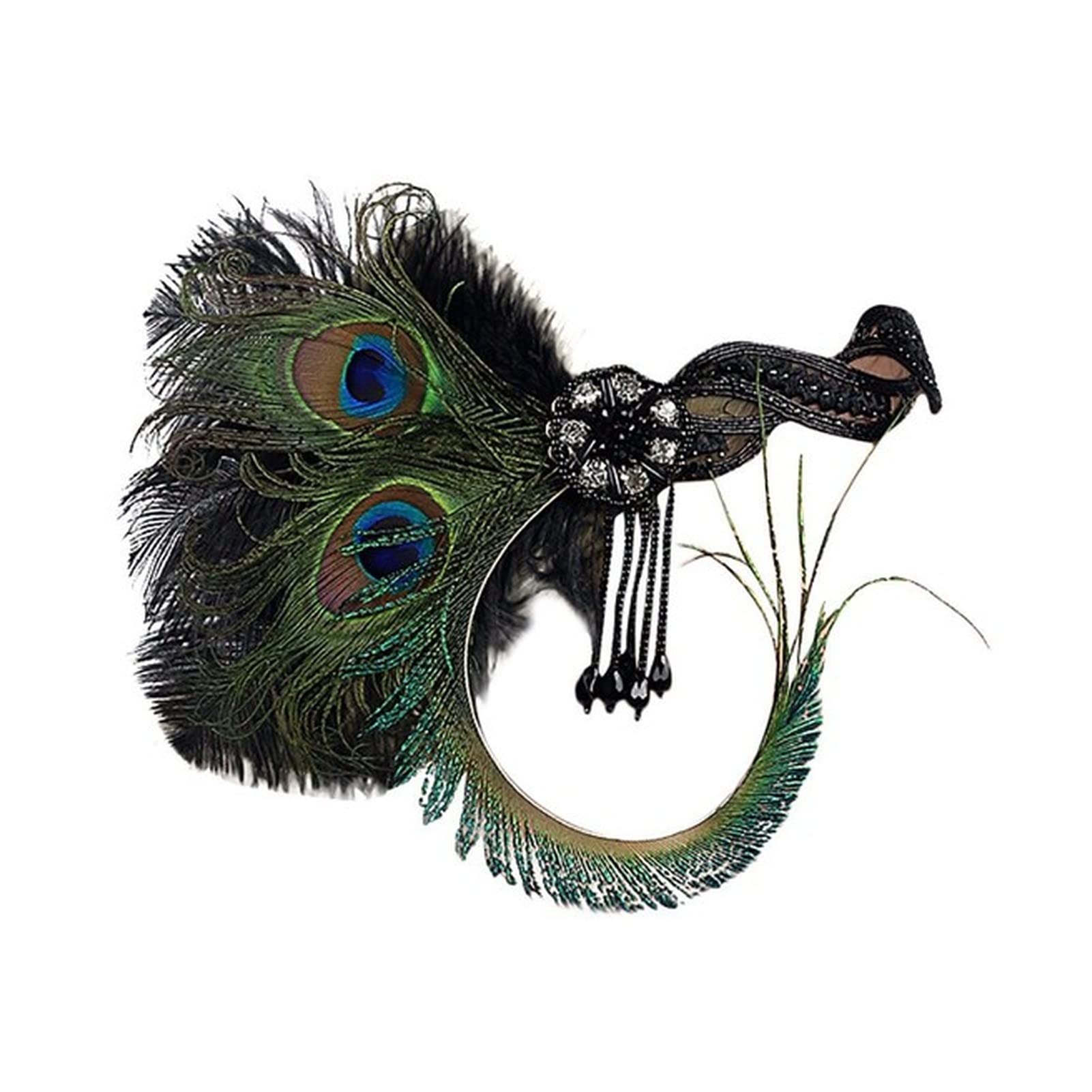 1920s Vintage Feather Headband for Women - Great Gatsby Flapper Headpiece Hair Accessory | Perfect for Costume Parties, Themed Events, and Vintage Fashion Looks