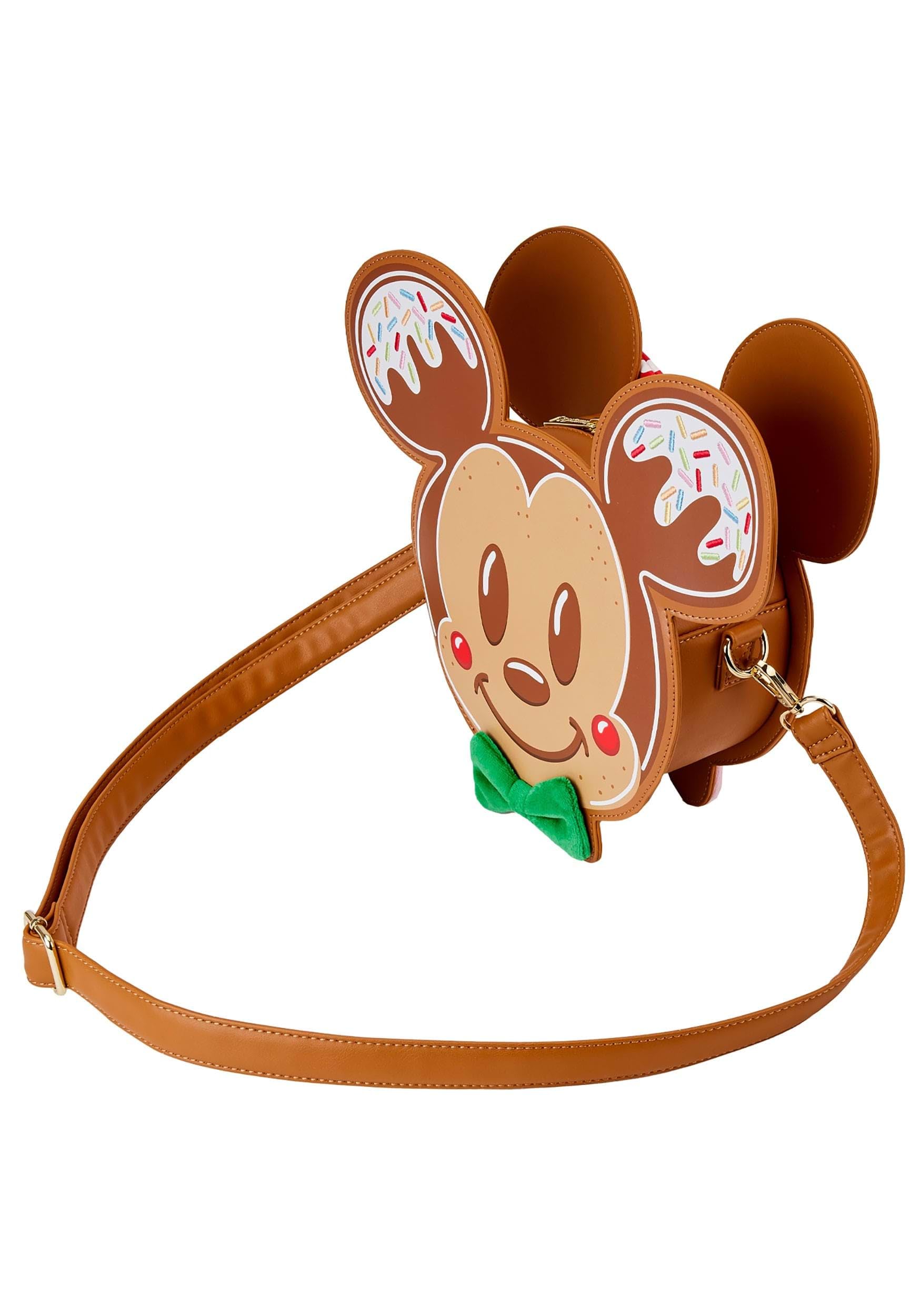 Disney Mickey & Minnie Gingerbread Cookie Crossbody Bag - Loungefly Official Licensed Mini Backpack for Women, Girls | Christmas Holiday Gift, Cosplay, Disneyland Accessories