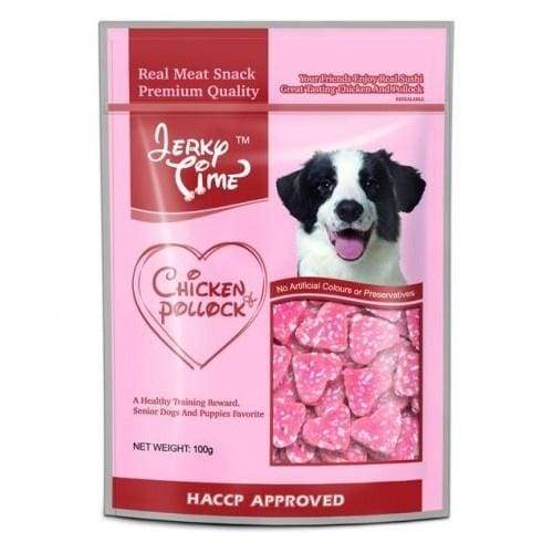 Heart-Shaped Chicken & Pollock Jerky Dog Treats - 100g All-Natural Protein Snacks for Training & Rewarding Pets