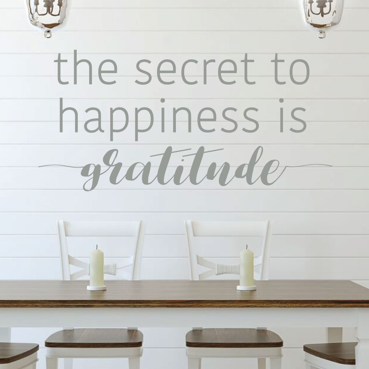 Family Wall Decal - The Secret To Happiness Is Gratitude - Removable Vinyl Art Sticker for Living Room, Bedroom, Nursery & Home Decor | Perfect for Housewarming Gifts & Wall Art Inspiration