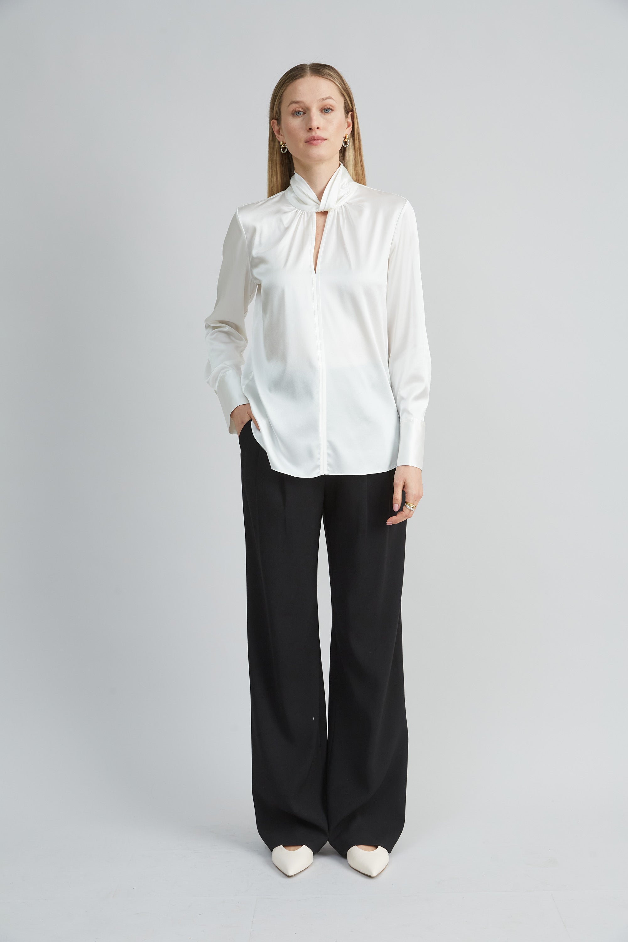 Silk Twist Neck Blouse for Women - Elegant & Comfortable Silk Top for Work, Party & Casual Wear