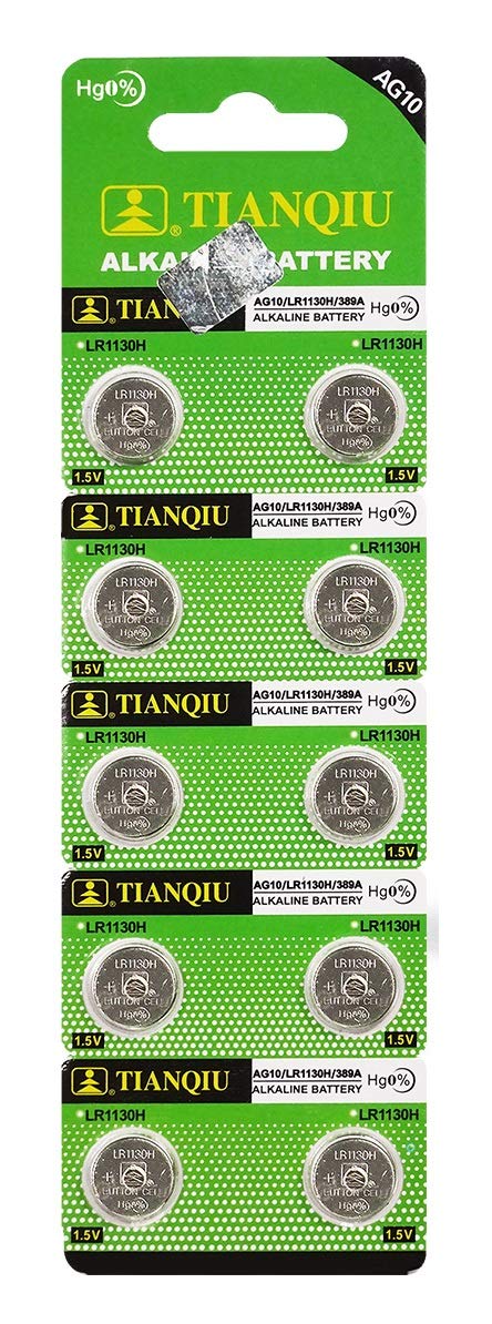 Tianqiu AG10 LR1130 LR54 Button Cell Batteries 10-Pack - Long-Lasting Power for Watches, Calculators, Toys & Small Electronics