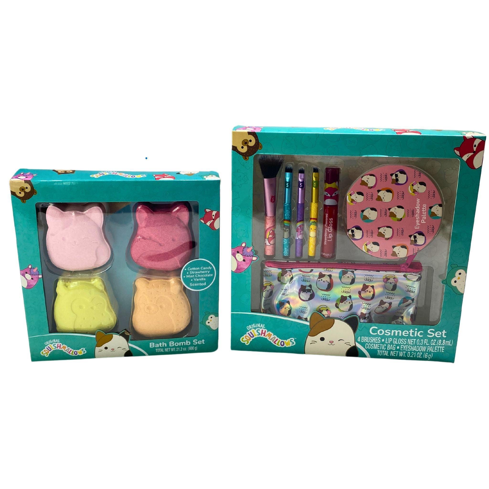 Original Squishmallows Cosmetic & Bath Bomb Gift Set - 30 Pcs Cute Plush Toy Inspired Makeup & Bath Collection for Kids & Teens - Perfect for Birthday Gifts, Spa Days & Sleepover Parties