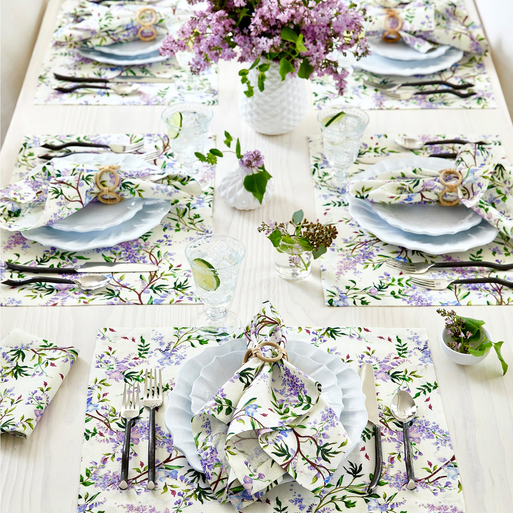 Lilacs Placemats Set of 4 - Floral Table Mats for Dining Decor, Spring Kitchen Table Setting & Home Entertaining