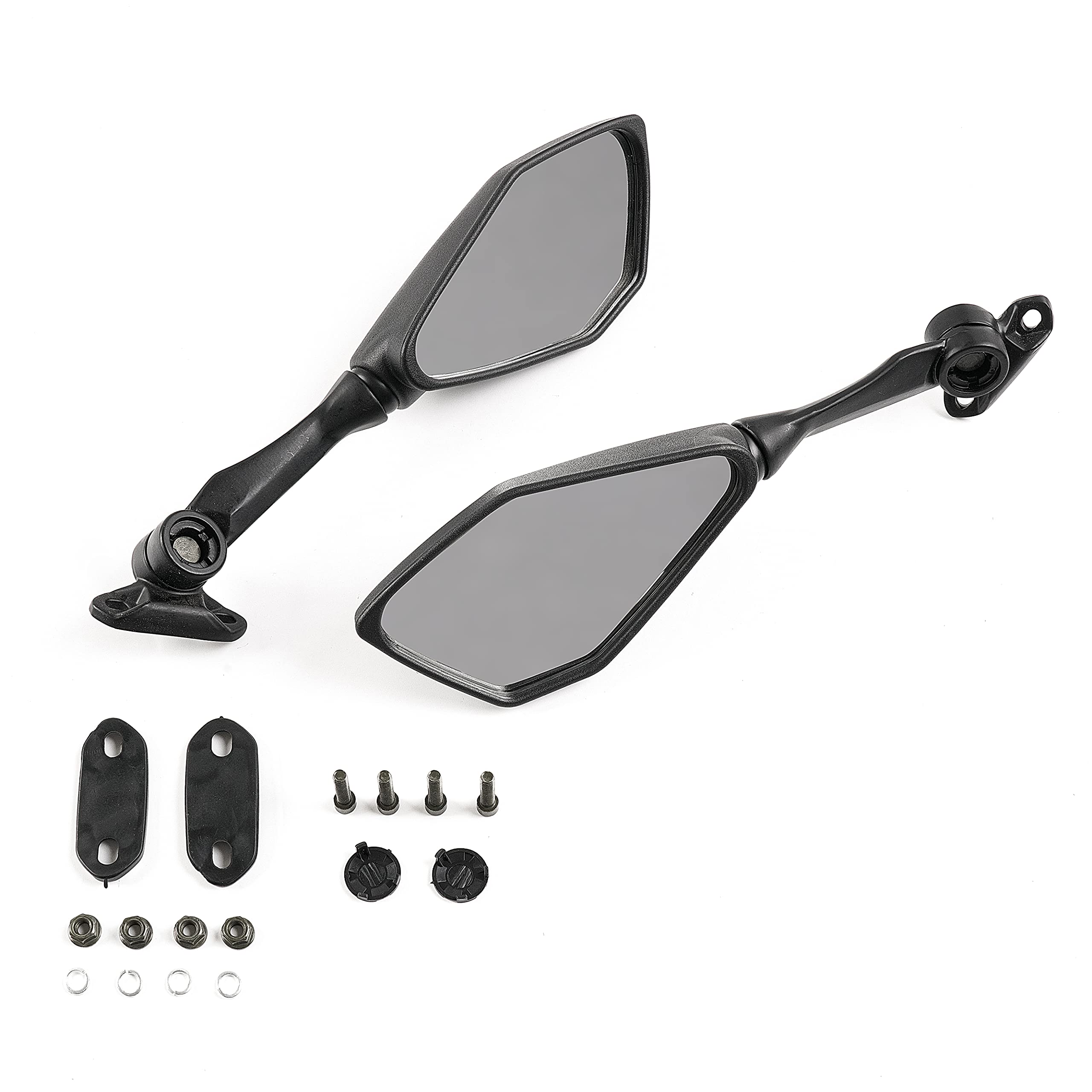 Universal Motorcycle Rear View Mirrors for Kawasaki Ninja 250/300/400/ZX-6R (2013-2021) - Black Convex Side Mirrors - Perfect for Street Riding, Commuting & Safety Enhancement