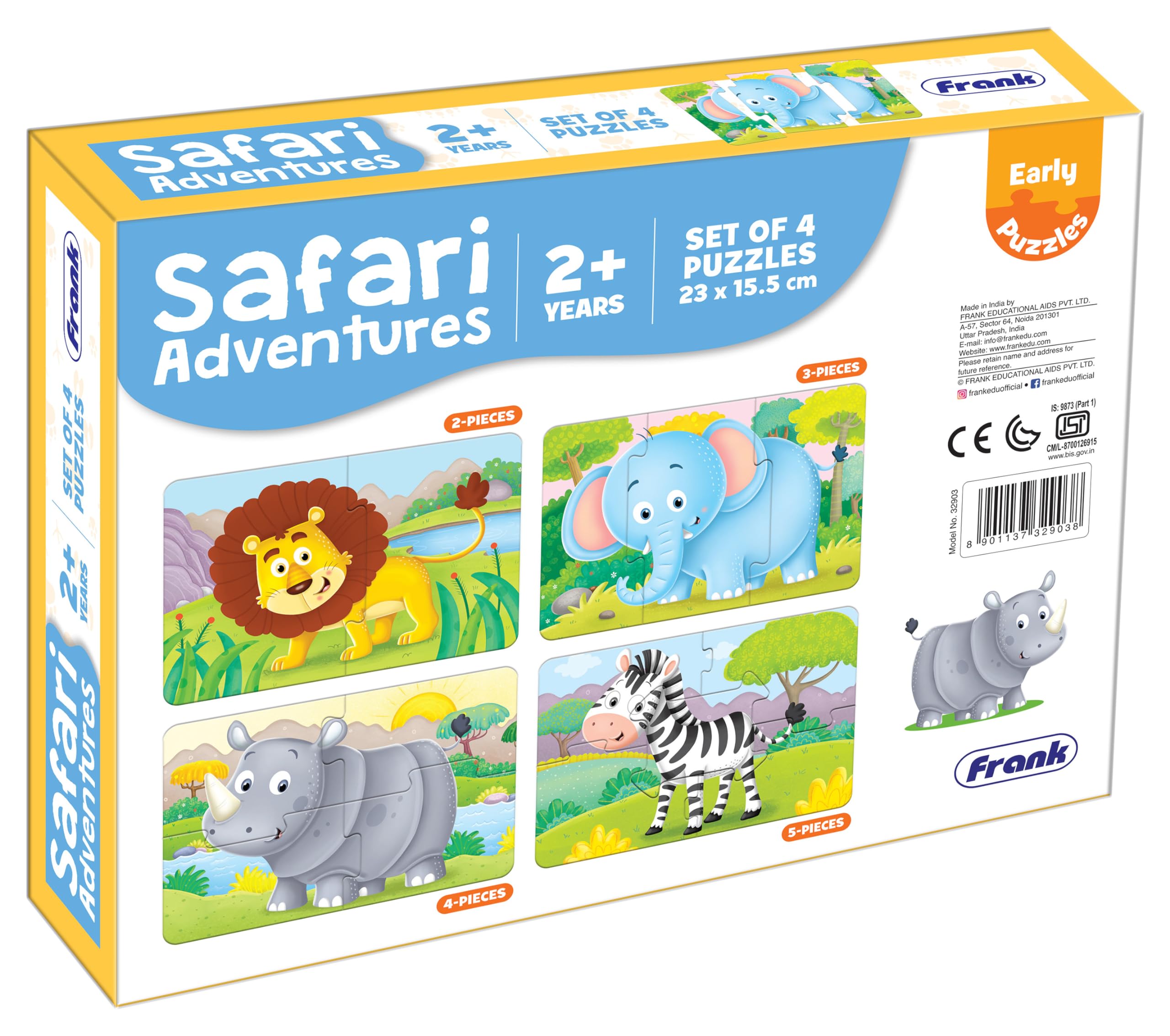 Frank Safari Puzzle Set for Kids - Early Learning Educational Toys for Ages 2+ | Playtime & Travel Fun