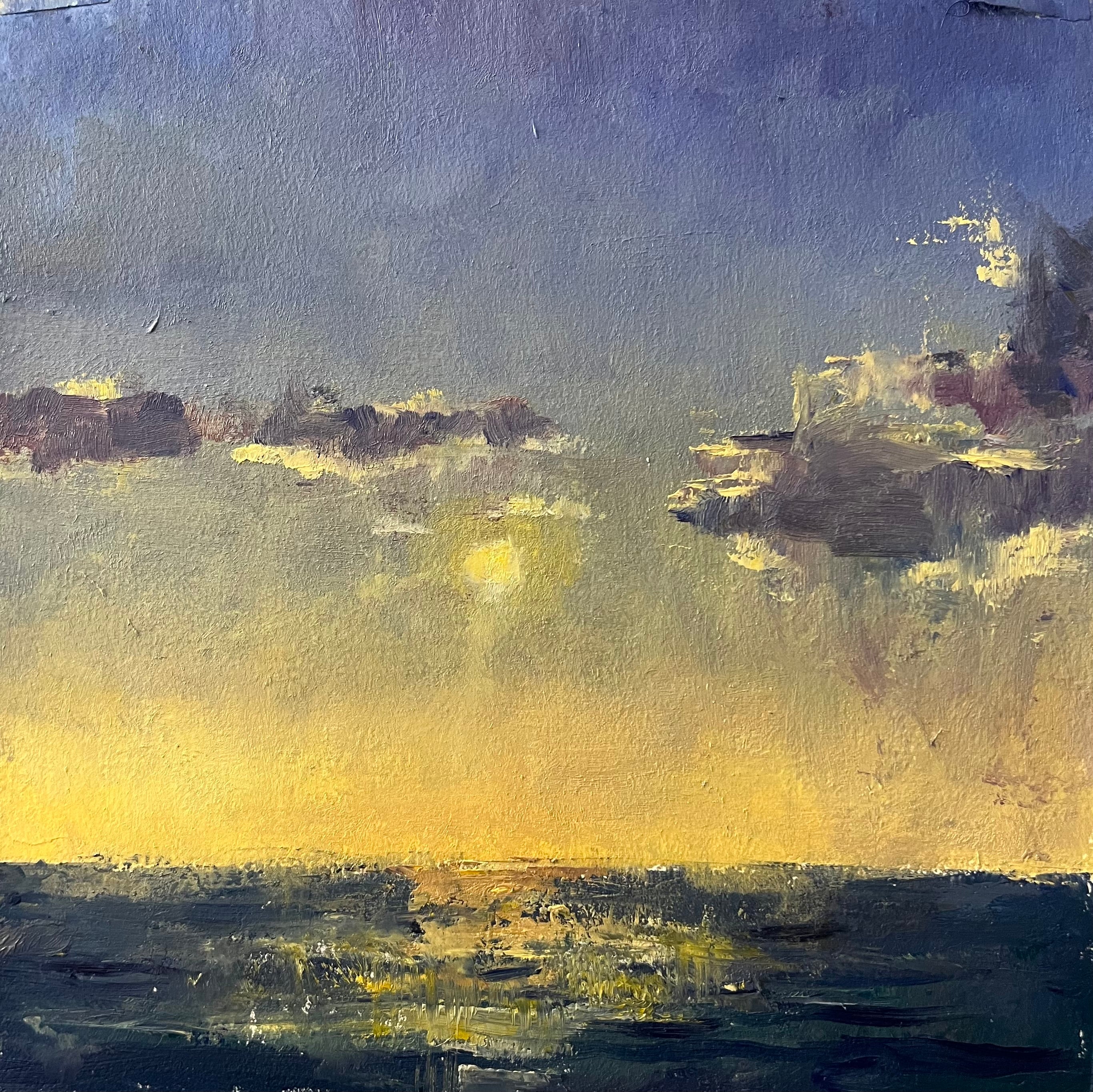 Sean Sauer: Yellow Glow at Dusk - Abstract Landscape Painting for Home & Office Decor | Perfect for Living Rooms, Bedrooms & Art Galleries