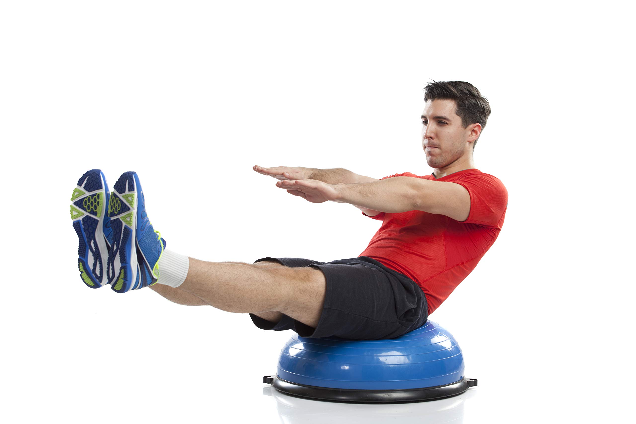 Balance Ball Trainer - Half Yoga Exercise Ball with Resistance Bands & Foot Pump for Core Strength, Stability Training, Yoga & Home Gym Workouts | Perfect for Pilates, Physical Therapy & Office Seating (Blue)
