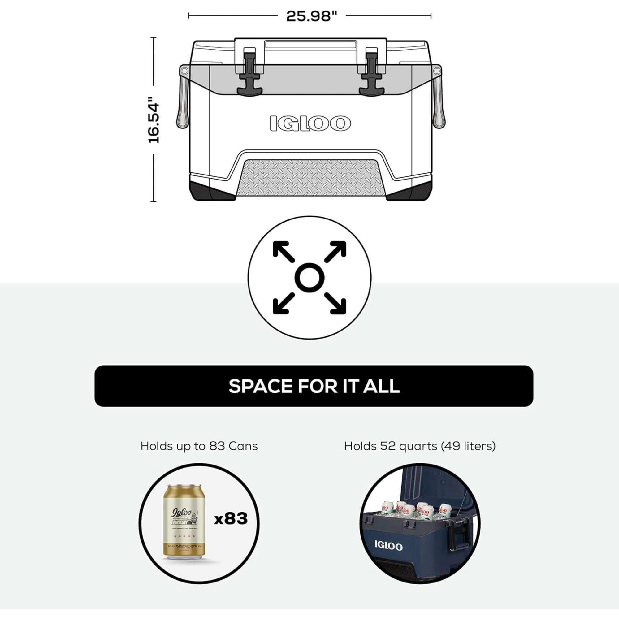 Igloo BMX Hard Coolers (25-72QT) - Premium Ice Chest for Camping, Beach, Tailgating & Outdoor Adventures - Heavy Duty Cooler Box for Fishing, Hunting & Picnics