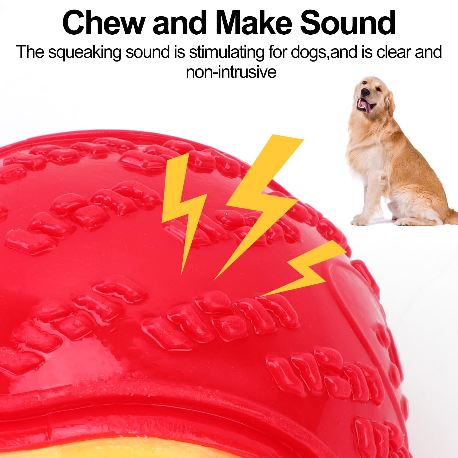 QKURT 3-Pack Durable Squeaky Dog Balls - Indestructible Chew Toys for Medium & Large Dogs - High Bounce Rubber Ball for Teeth Training & Interactive Play - Perfect for Fetch, Training & Outdoor Activities