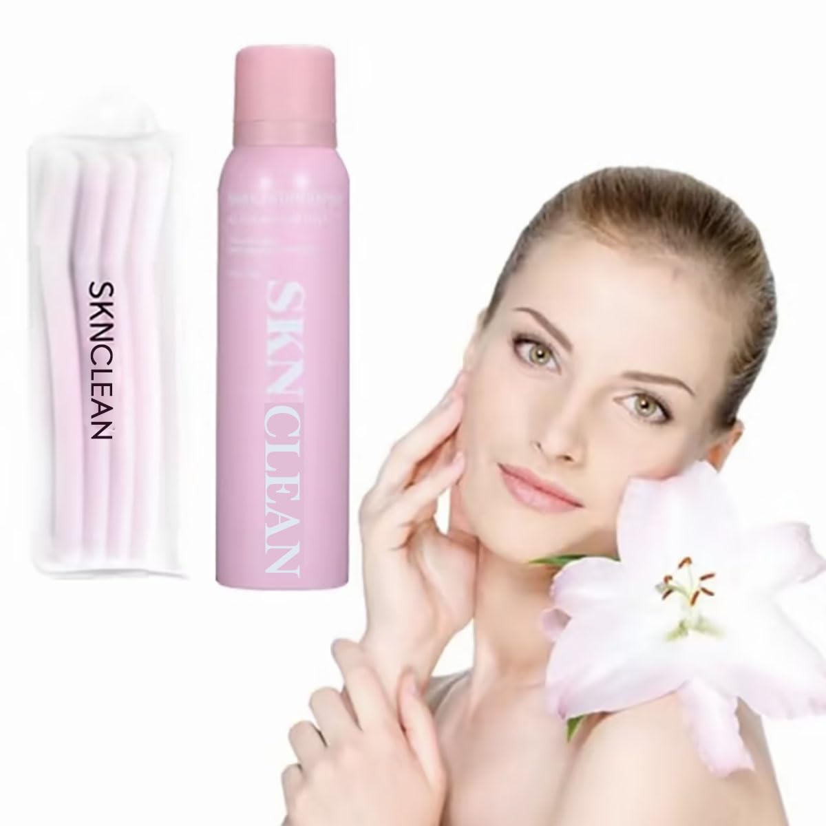 **Sknclean Hair Identifier Spray for Face Shaving & Dermaplaning - 4oz Dry Powder Spray with 4 Razors - Women's Skincare Set for Smooth Skin - Perfect for At-Home Dermaplaning & Pre-Makeup Prep**