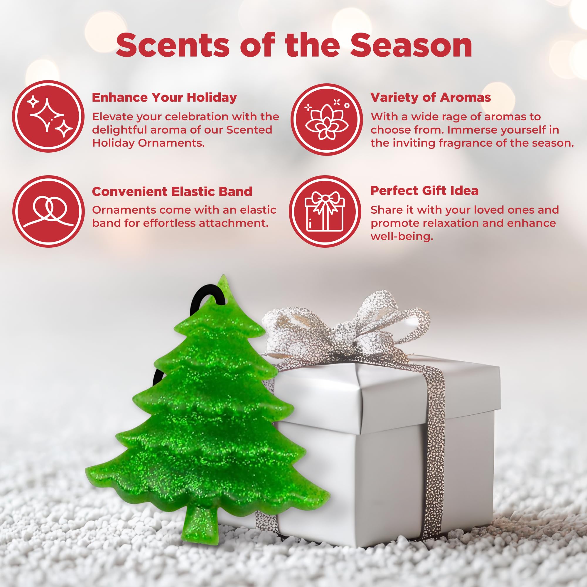 Festive Scented Holiday Ornaments - Christmas Tree Decorations, Car Air Fresheners & Home Fragrance Accessories with Long-Lasting Pine Scent (Pack of 3) - Perfect for Christmas Trees, Car Interiors & Holiday Home Decor
