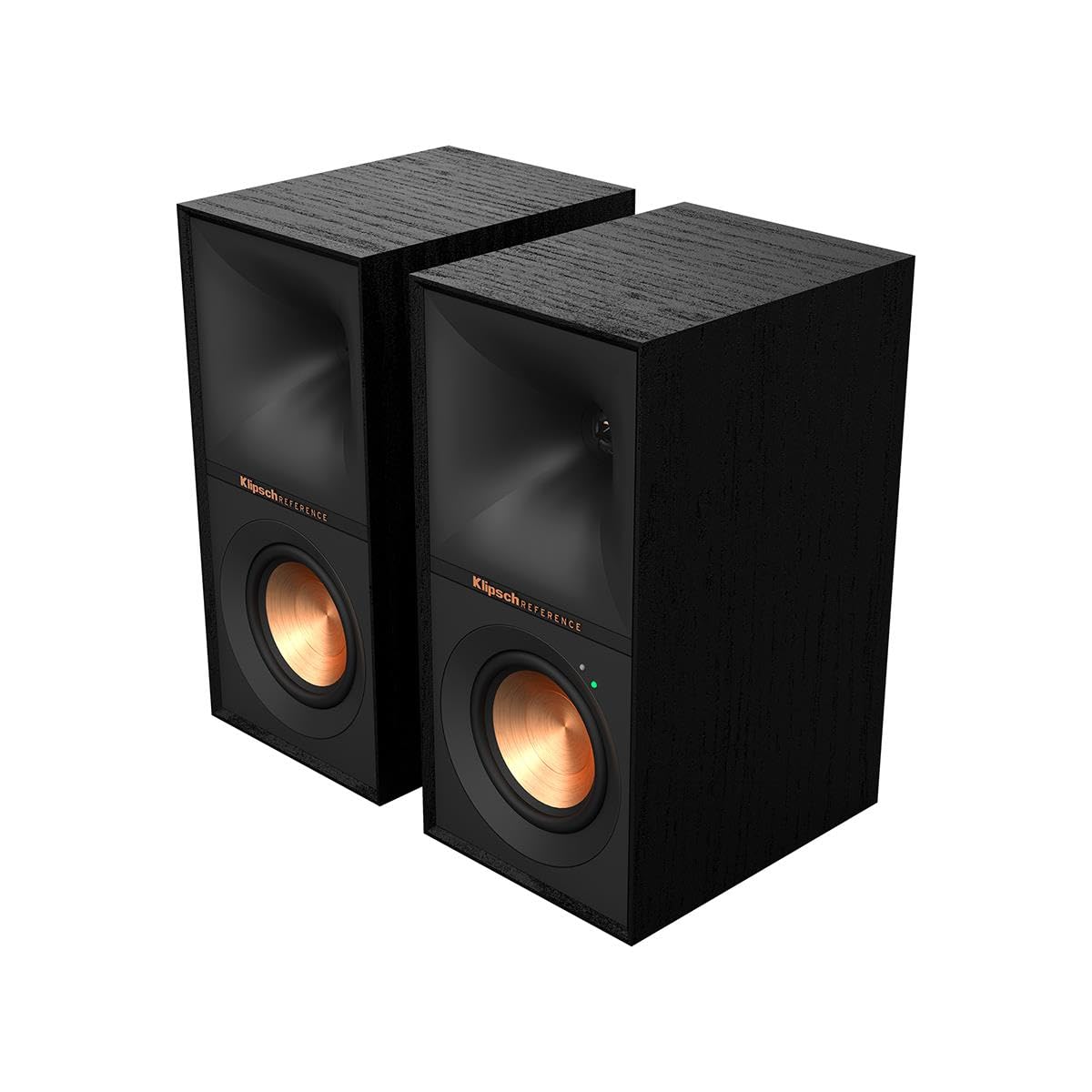 Klipsch Reference R-40PM Powered Bookshelf Speakers with 90°x90° Tractrix Horn & Linear Travel Suspension - High-Performance Audio for Home Theater, Gaming & Music Listening - Modern Design for Living Rooms & Offices