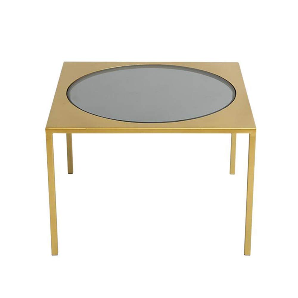 Golden Metal & Glass Side Table - 19.7