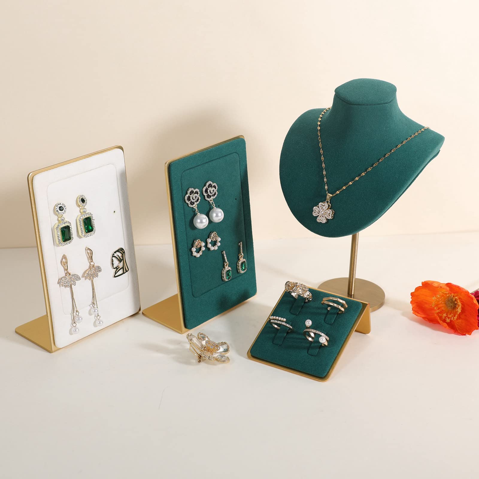 Green Velvet Ring Holder Display Stand - Elegant Jewelry Organizer for Rings, Earrings & Small Accessories | Perfect for Home, Wedding, Jewelry Store & Gift