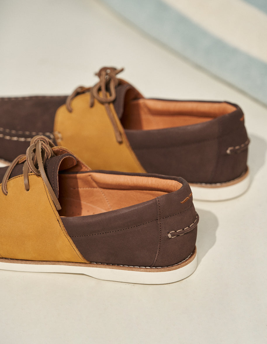 Men's Brown & Hazel Nubuck Boat Shoes - Comfortable & Stylish Deck Shoes for Sailing, Casual Wear & Outdoor Activities