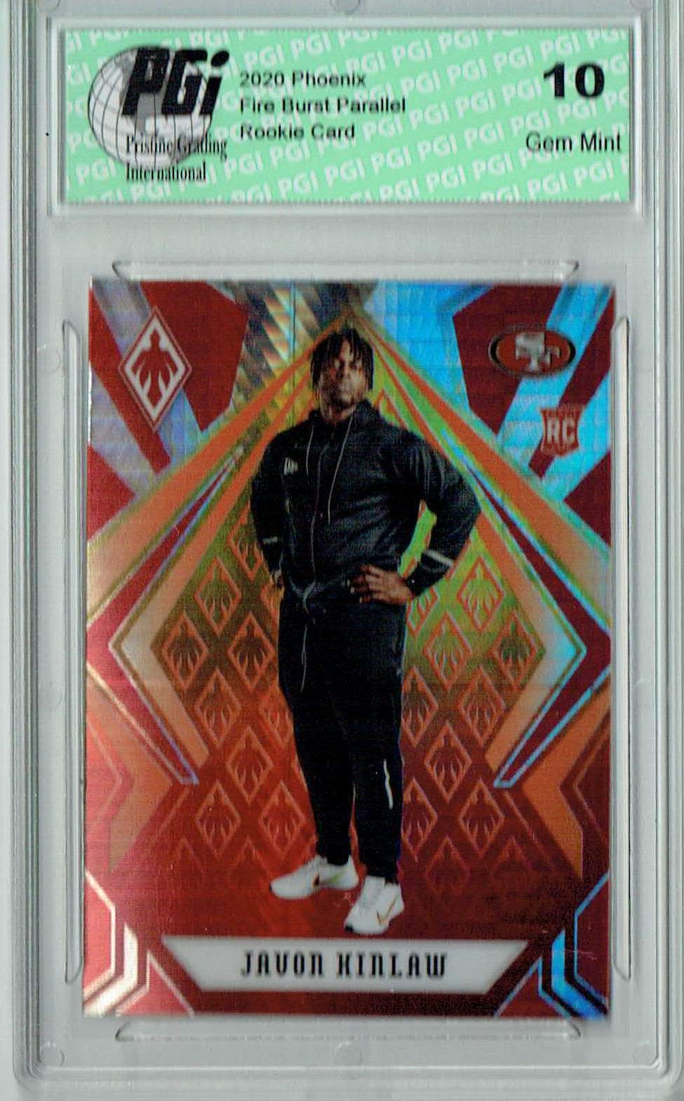 2020 Javon Kinlaw Phoenix #147 Fanatics Fire Burst Rookie Card PGI 10 - Perfect for NFL Collectors, Sports Memorabilia Displays & Investment