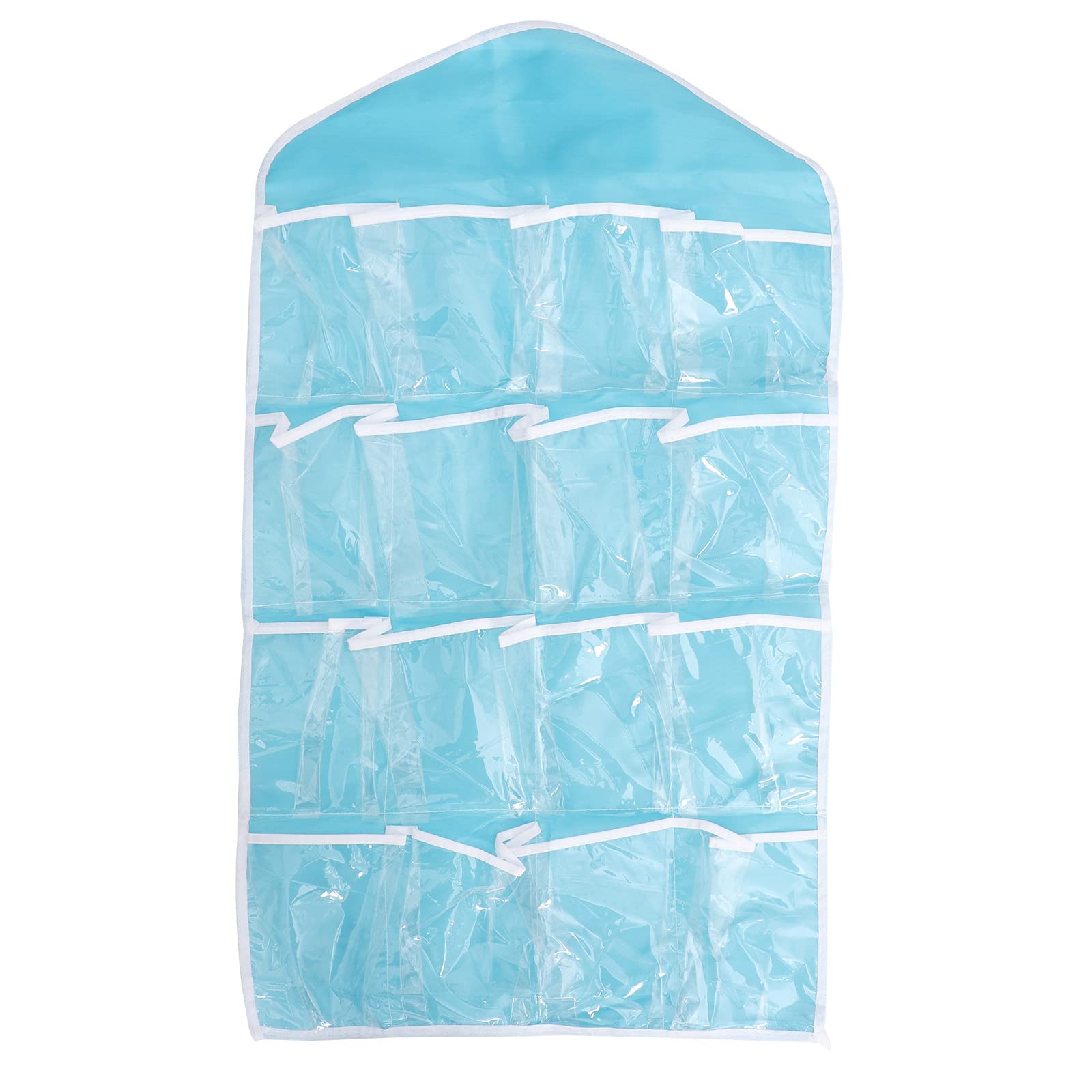 DOITOOL 16-Pocket Clear Over-The-Door Hanging Organizer - Shoe Rack, Underwear, Socks & Bra Storage Bag - Space-Saving Closet Organizer (Blue) - Perfect for Bedroom, Bathroom & Dorm Organization