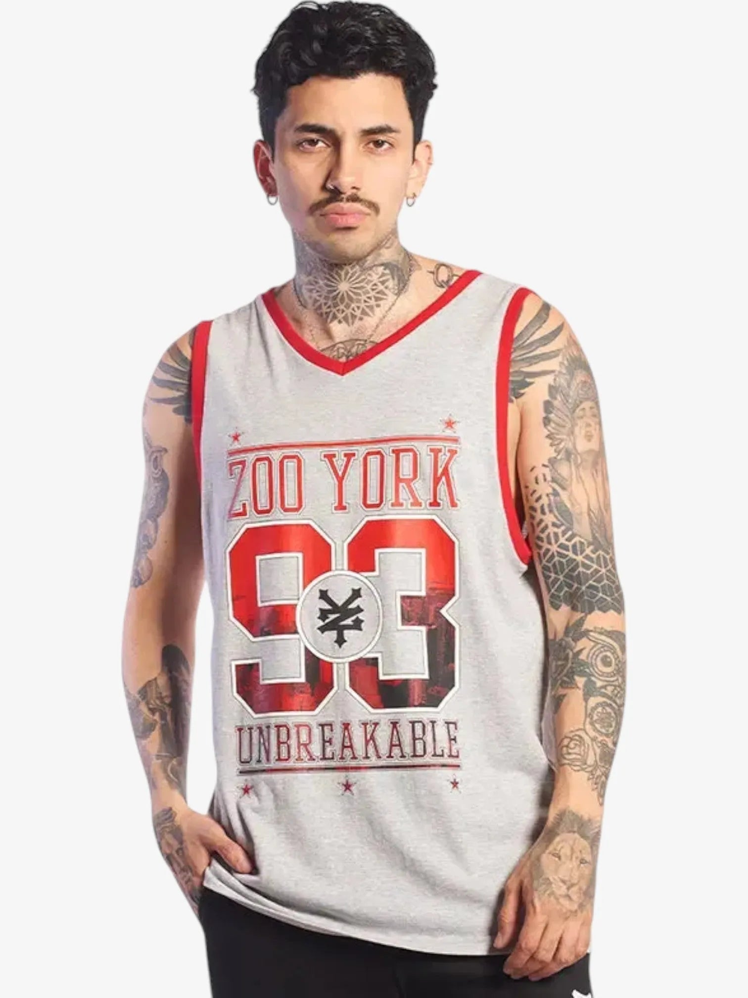 Zoo York Graphic Muscle Tee - Red & Grey Print for Men | Trendy Streetwear & Casual Outfit Essential