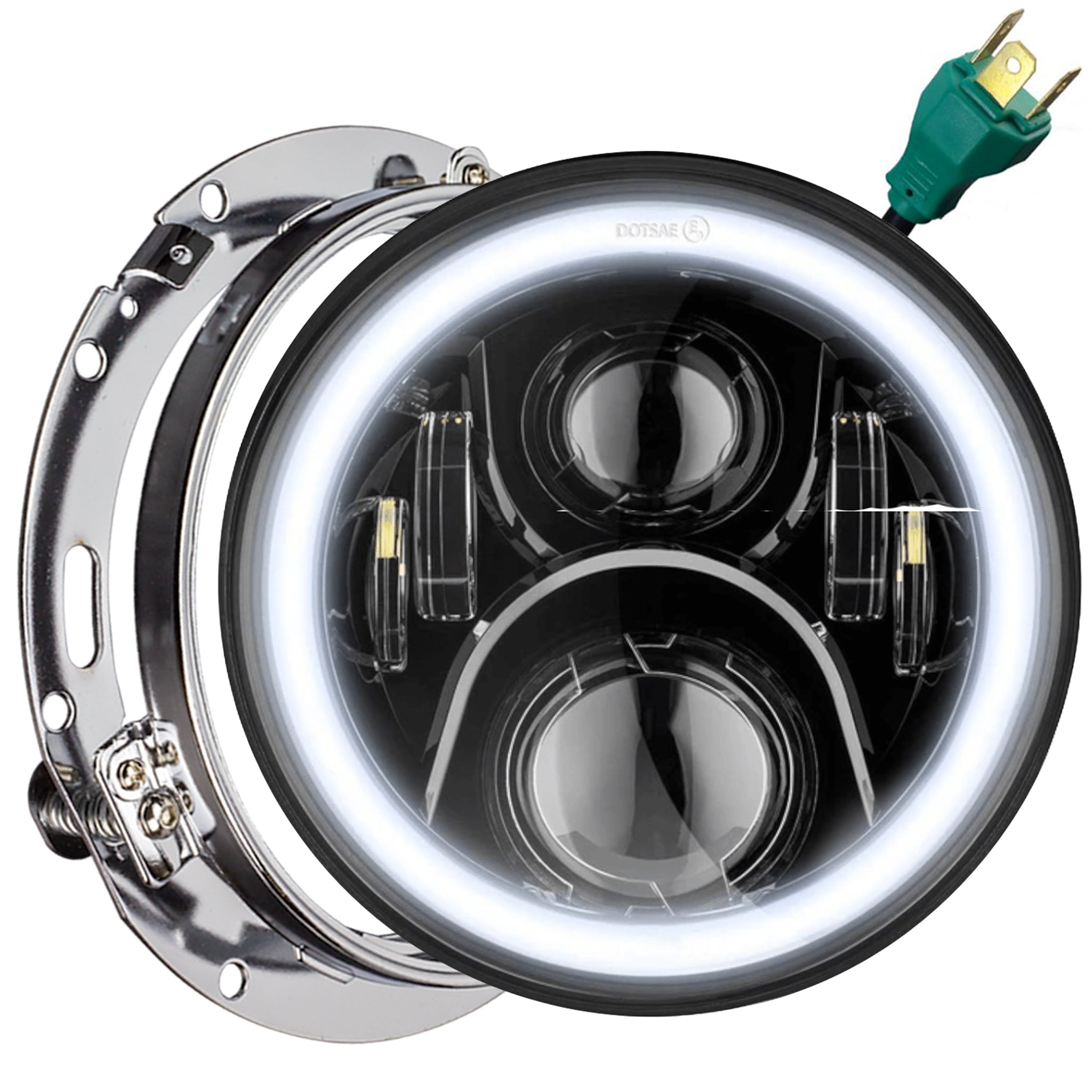 Eagle Lights 7 LED Headlight with Halo Ring - Compatible with Harley Davidson & Indian Motorcycles - Generation II Black Kit - Upgrade for Night Riding & Enhanced Visibility