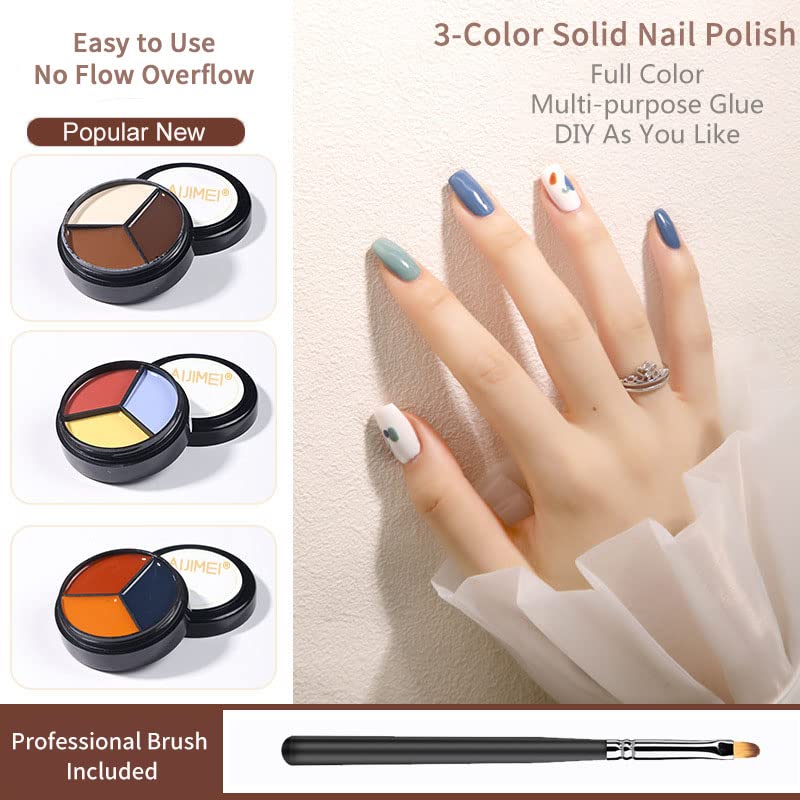 AIJIMEI 3-in-1 Solid Nail Polish Gel with Diamond Glitter - 15ml Soak Off Gel for DIY Manicure & Nail Art | Long Lasting Cream Gel Polish for Salon & Home Use
