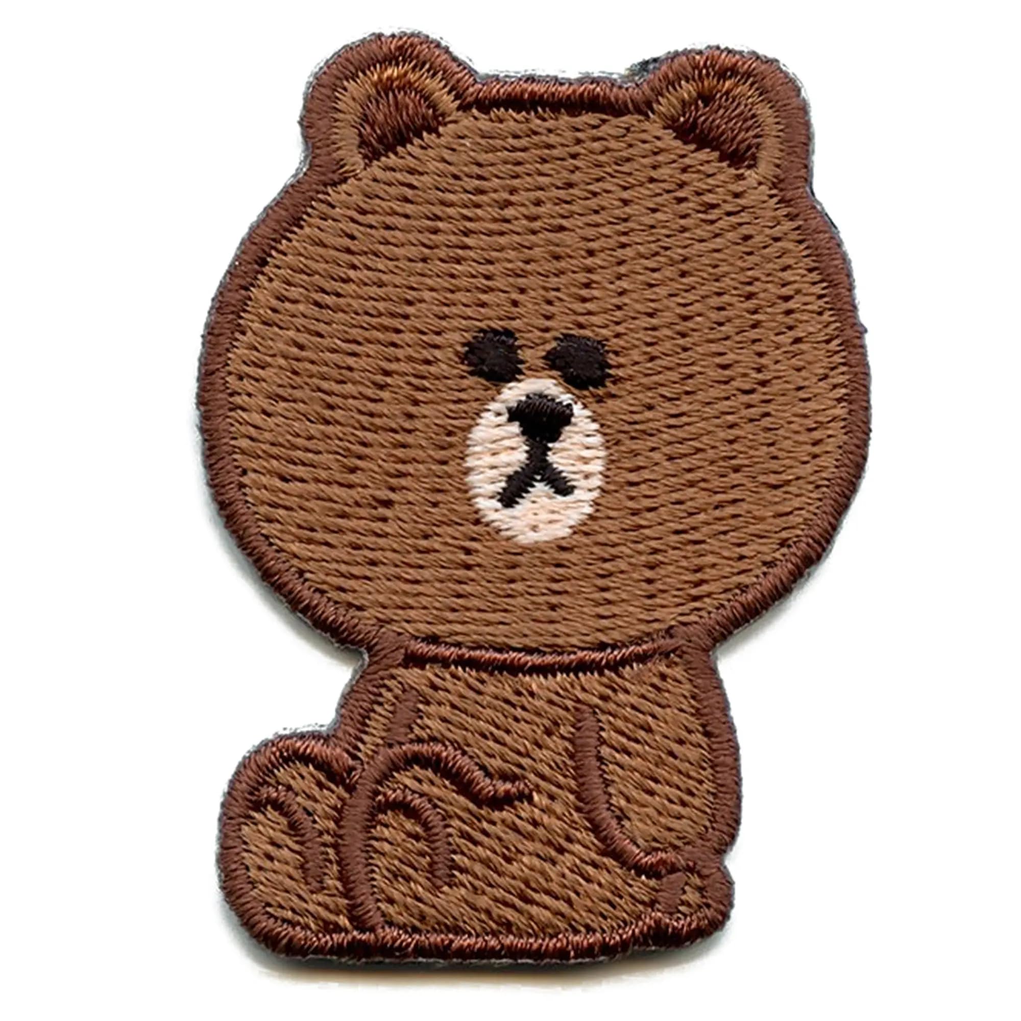 Line Friends Bear Brown Full Body Embroidered Iron On Patch - DIY Sewing Applique for Backpacks, Jackets & Denim (Cute Kawaii Style)