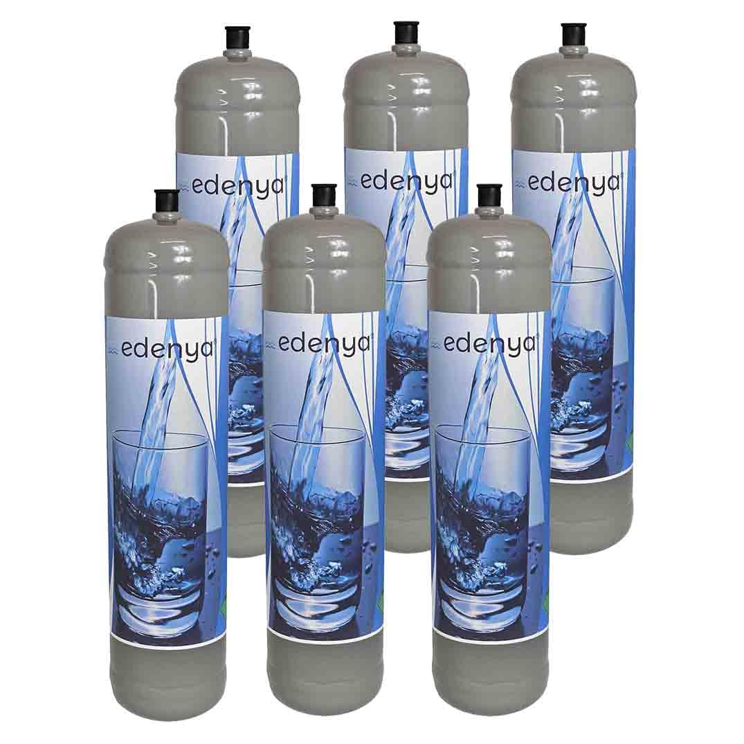 6 Disposable CO2 Canisters 600g for Sparkling Water - M11x1 Thread Connection - Perfect for Soda Makers & Home Carbonation | Edenya Bubbles E290 Compatible