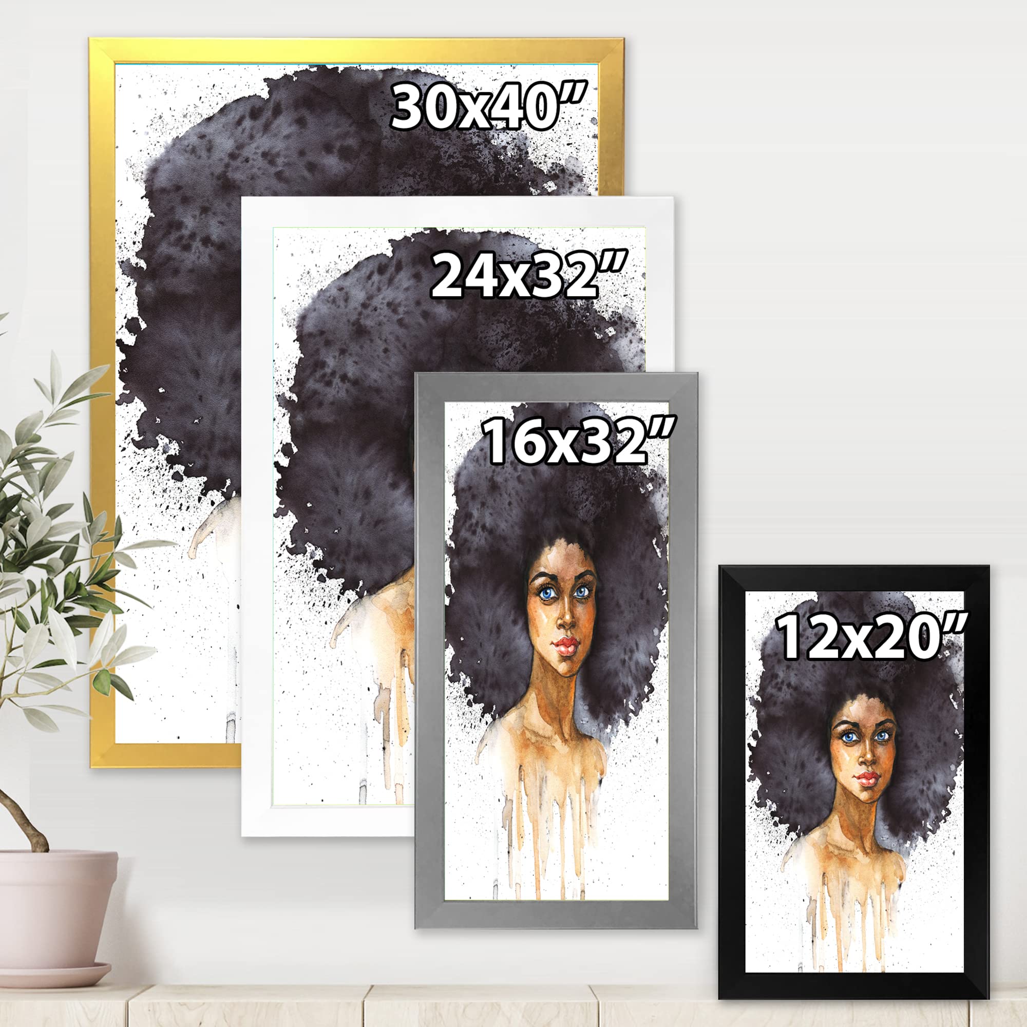 African American Woman Portrait - Modern Framed Wall Art for Living Room, Bedroom & Office Decor | Black Art Prints for Home & Gifts