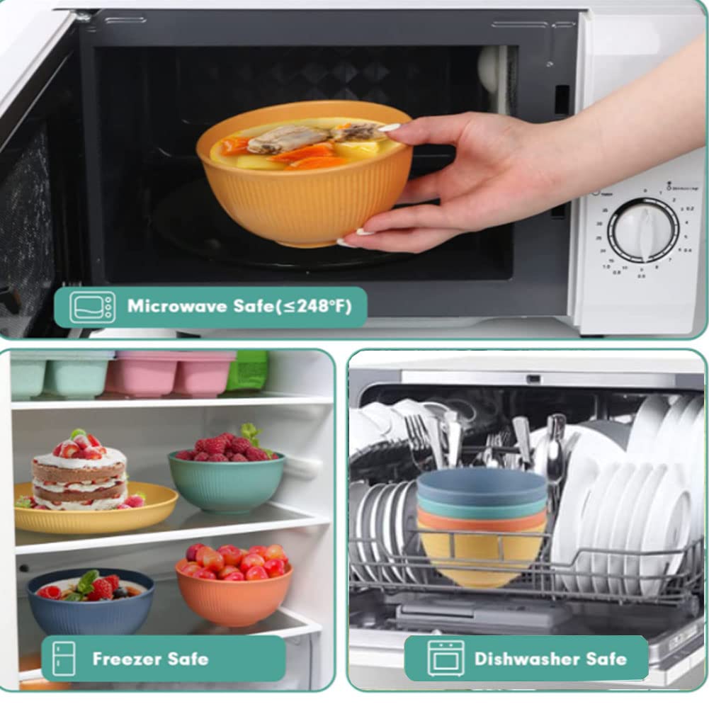 Unbreakable 24oz Plastic Cereal Bowls - Microwave & Dishwasher Safe for Soup, Salad, Snacks
