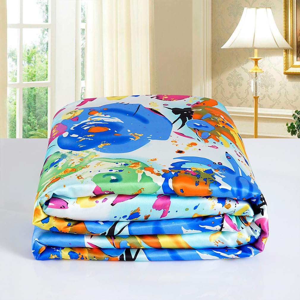Maxfeel 100% Mulberry Silk Duvet Cover Set - Queen/King/Full/Twin Size Floral Print Charmuse Silk Bedding | Luxury Soft Comforter Cover for Master Bedroom, Guest Room & Hotel Use (#26 Twin)