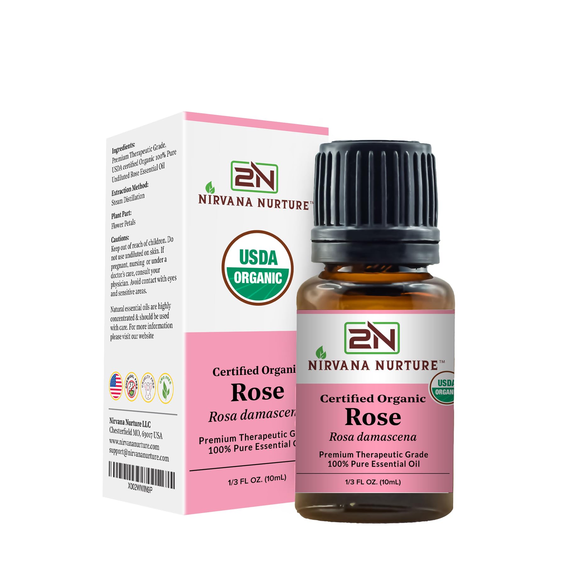 Organic Rose Essential Oil - 100% Pure for Aromatherapy & Skin Care