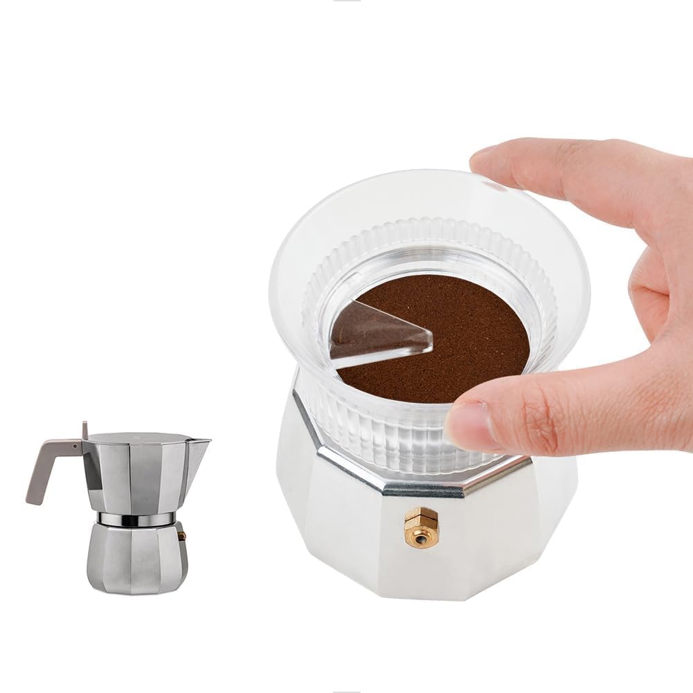 Watchget 54mm Moka Pot Dosing Funnel - Premium Stovetop Espresso Coffee Maker Accessory for Italian Coffee - Transparent Dosing Ring for Moka Express 3 Cups - Perfect for Even Coffee Grounds Distribution & Mess-Free Brewing at Home or Cafe