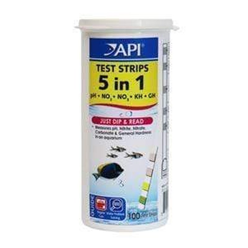 5-in-1 API Quick Test Strips for Aquarium Water Testing - Monitor pH, Nitrite, Nitrate, Ammonia & Chlorine Levels - Essential for Freshwater & Saltwater Fish Tanks
