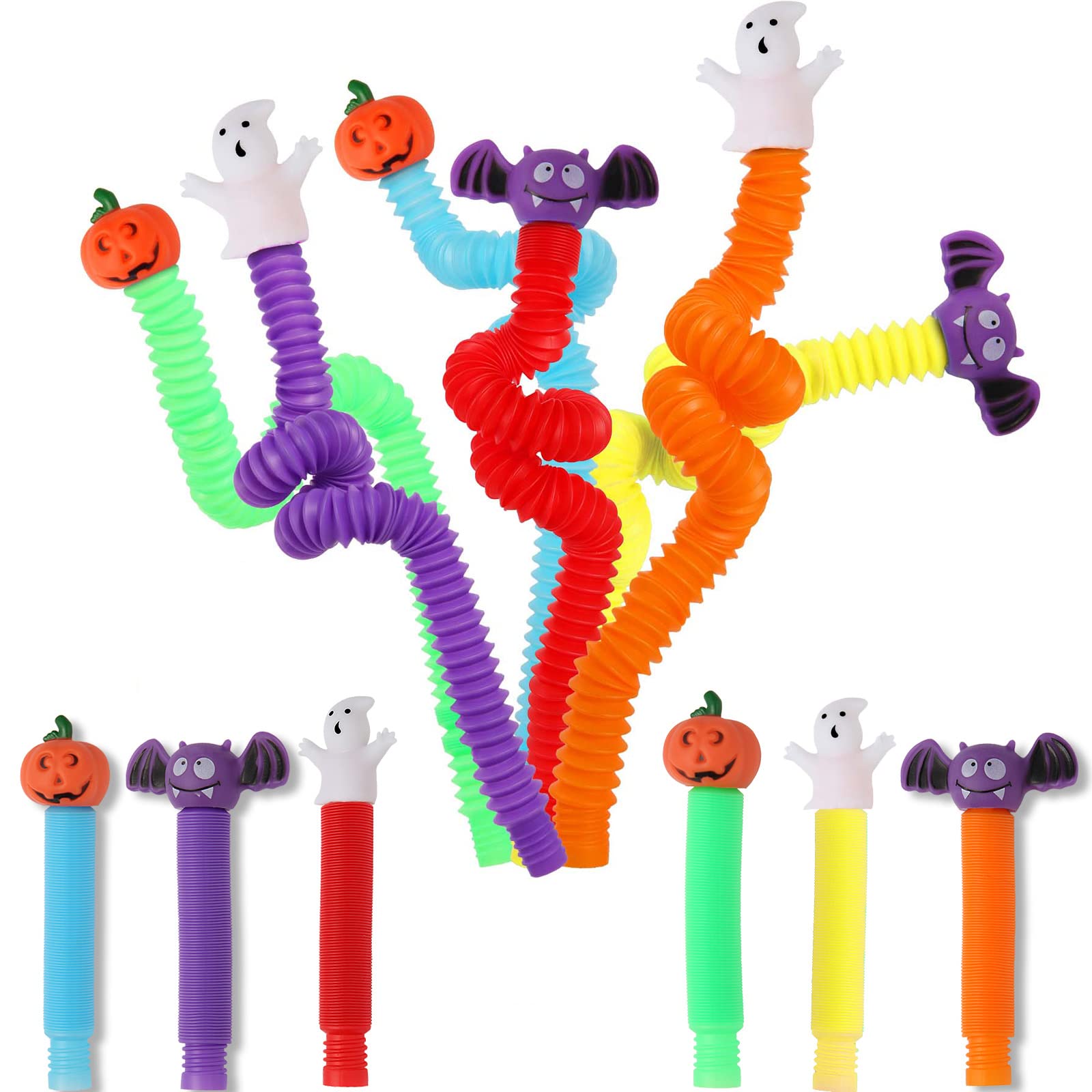 12 Pack Halloween Pop Tubes Toys for Kids - Fun Party Favors, Goody Bag Fillers & Prizes for Boys & Girls | Perfect for Trick-or-Treating, Classroom Rewards & Halloween Party Games