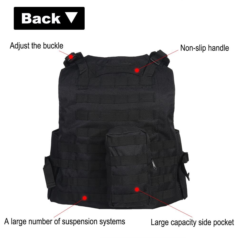 Tactical Vest for Men - Durable Outdoor Hunting Camping Hiking Fishing Airsoft Gear (Black) - Perfect for Military Training, Paintball, Survival & Tactical Sports