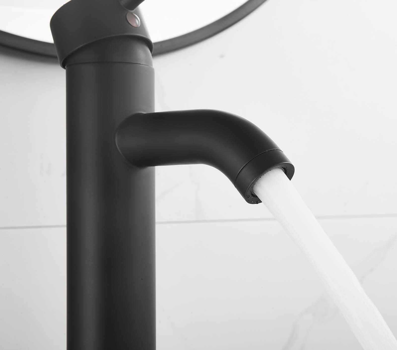 Black Single Handle Tall Vessel Sink Faucet - Farmhouse Bathroom Vanity Faucet with Deck Mount for Bowl Sinks, Lavatory Basin Mixer Tap with Supply Lines (Perfect for Modern Farmhouse, Commercial & Residential Bathrooms)