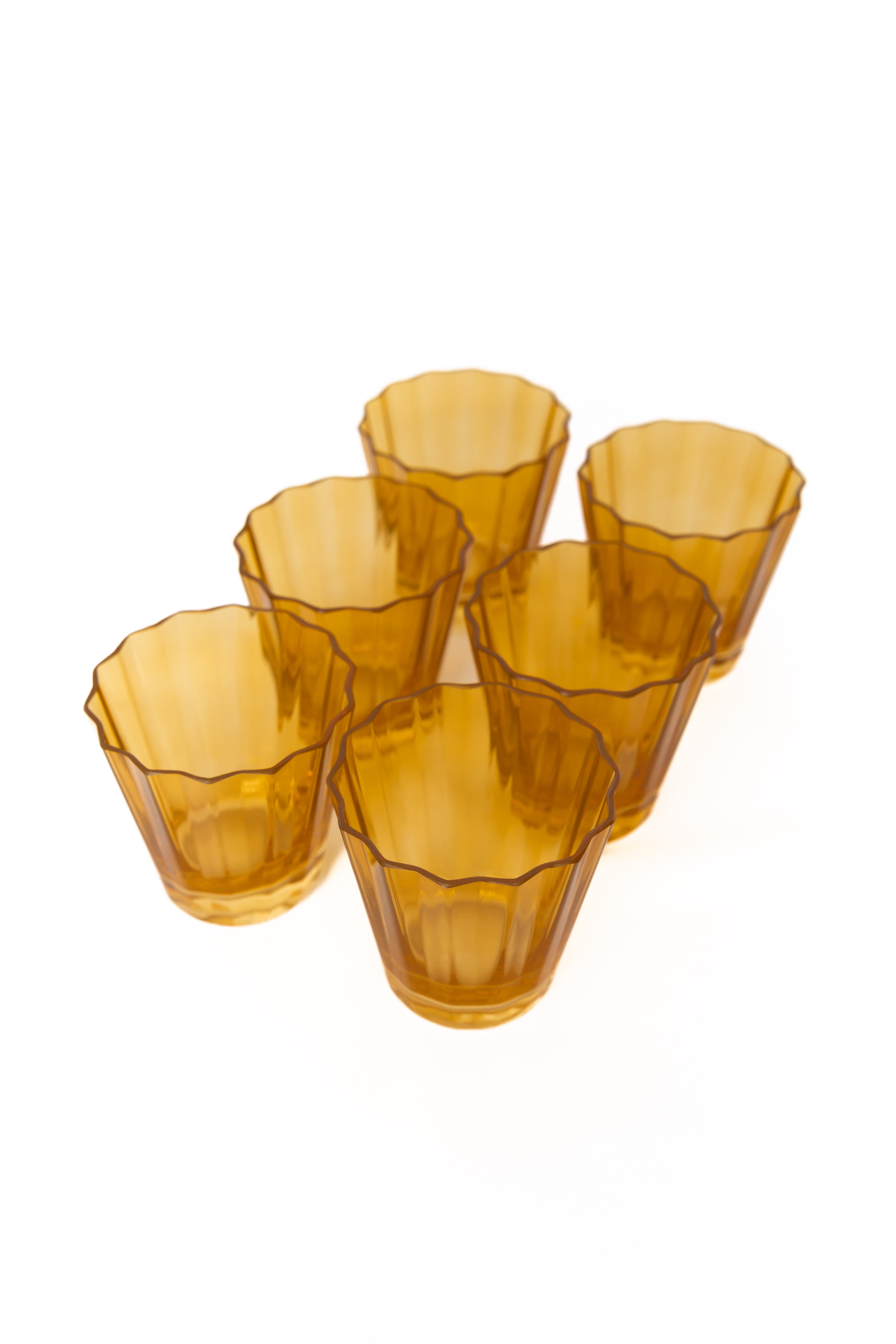Estelle Colored Sunday Lowball Glasses - Set of 6 Butterscotch Cocktail Glasses for Whiskey, Bourbon & Iced Drinks - Perfect for Home Bars, Parties & Gifts
