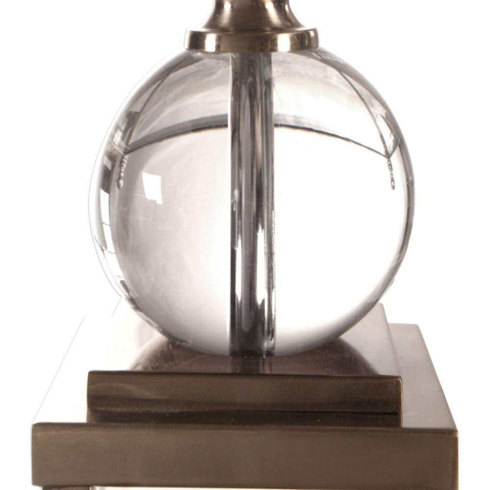 Elegant 1-Light Crystal Table Lamp with White Linen Drum Shade - 3-Way Switch - Perfect for Bedroom Nightstand, Living Room End Table, or Office Desk Lighting