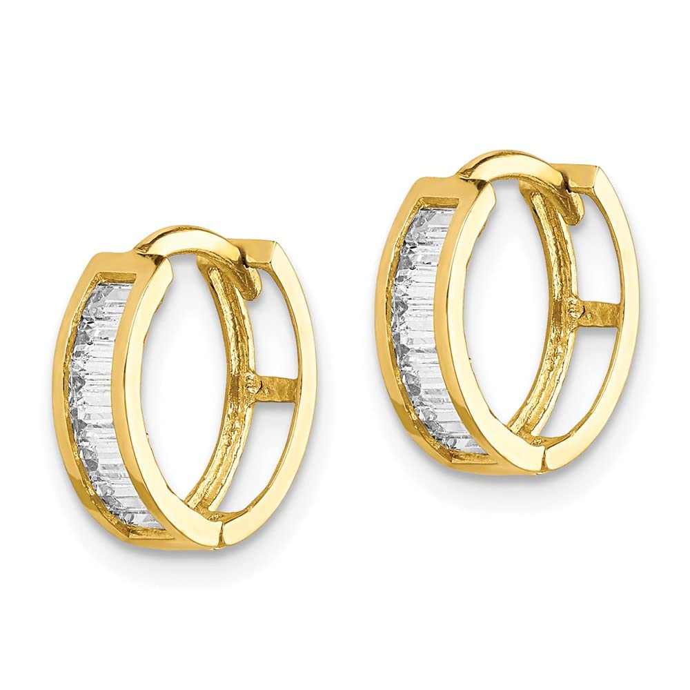 10K Yellow Gold Cubic Zirconia Hinged Hoop Earrings for Women - Elegant Fine Jewelry Gift for Her - Perfect for Weddings, Parties & Everyday Wear