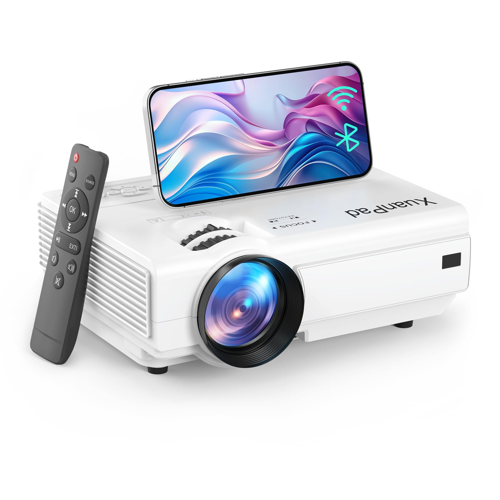 XuanPad Mini Projector 16000L Portable WiFi Bluetooth Video Projector 2024 Upgrade, 1080P HD Home Cinema Projector for Movies, Gaming & Outdoor Camping